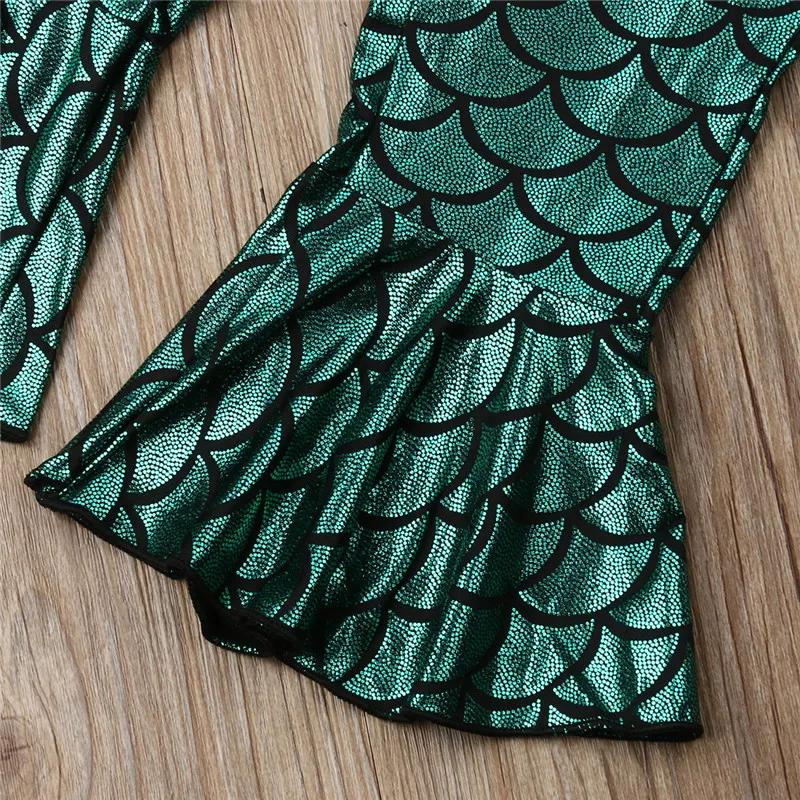 Комплект из 2 предметов для маленьких девочек топ и шорты штаны Русалка летняя