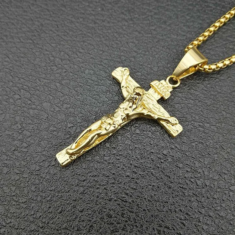 Мужское ожерелье в стиле хип-хоп Jesus Cross Ювелирное Украшение из нержавеющей стали