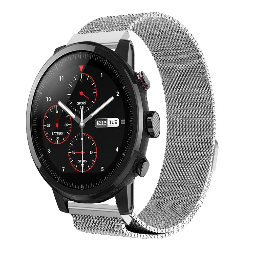 22mm Metal Stainless Strap band for Xiaomi Huami Amazfit Pace Bracelet Watch Band Milanese loop Magnetic Belt Stratos 2 | Электроника