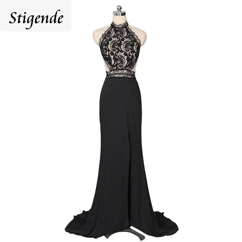 Женское кружевное платье макси с открытой спиной высоким разрезом|Женские