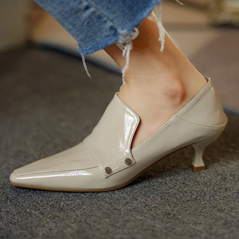 Туфли-лодочки женские на тонких высоких каблуках с квадратным носком и