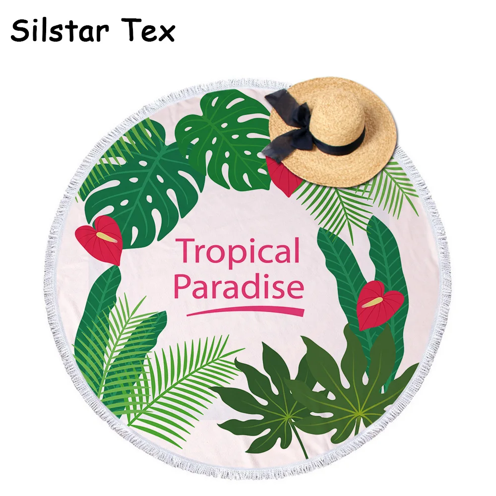 Silstar Tex Красочные цветы из микрофибры 150 Диаметр круг пляж Полотенца с кисточкой в