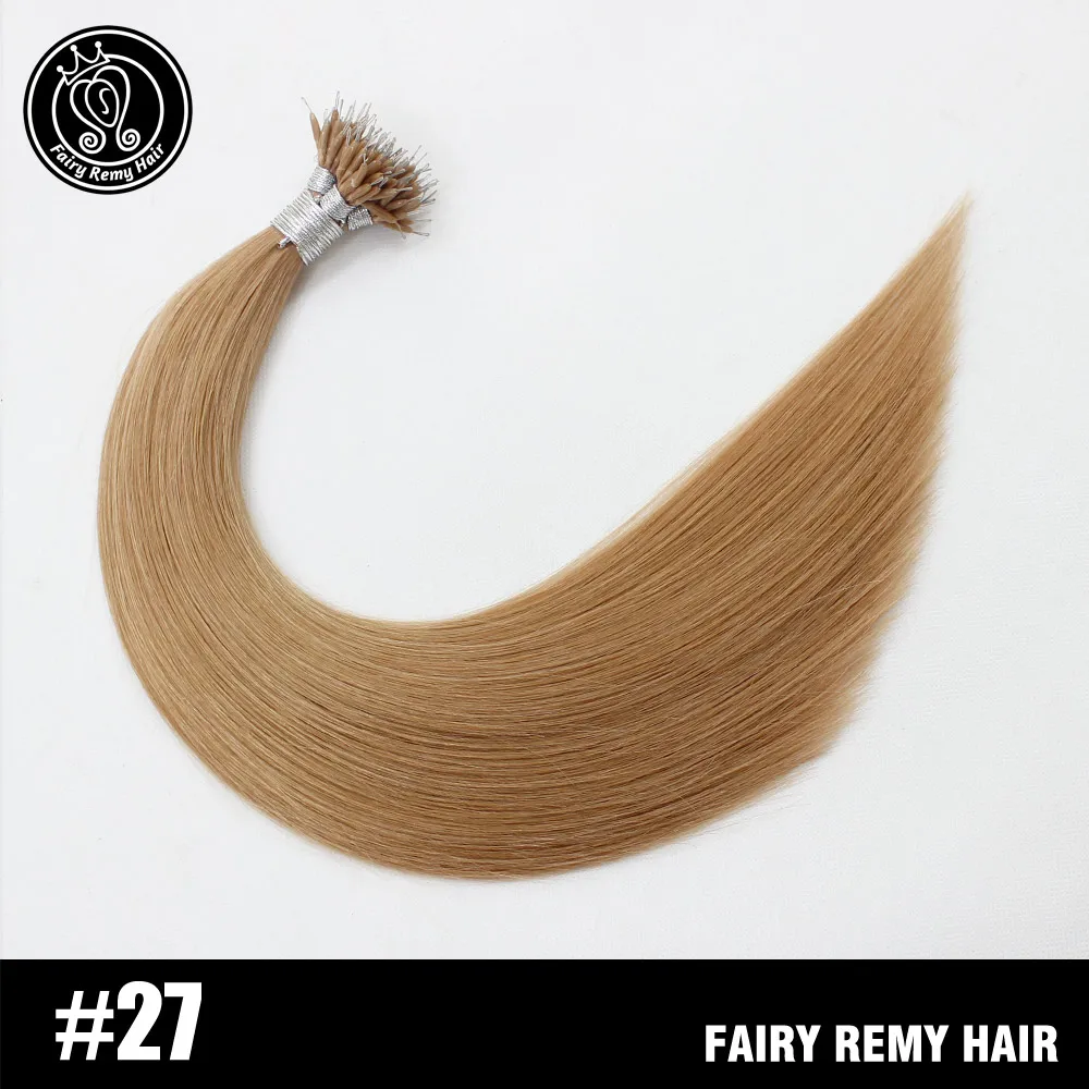 Фея Волосы remy 0,8 г/локон 18 дюймов, Remy настоящие нано кольцо ссылки Пряди человеческих волос для наращивания эффектом деграде(переход от темного к Цвет# T6/16 прямые волосы на микро-бусины заколки для волос 40g - Цвет: #27
