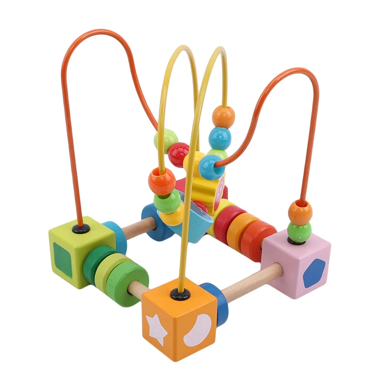 Wooden Ball Development Intelligent Children's Hand-eye Coordination Toy Cartoon Creative Beads Building Blocks Color Perception | Игрушки