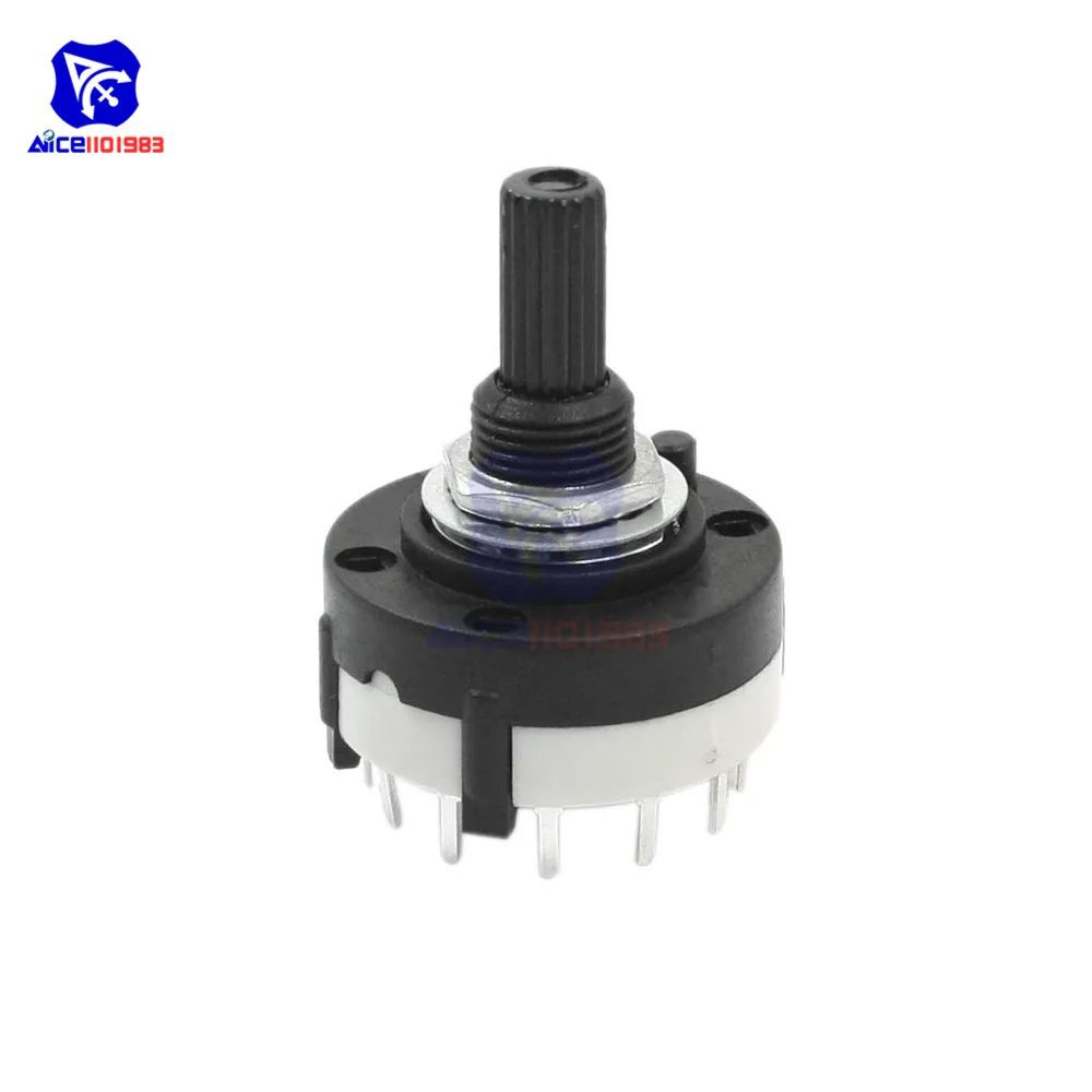 Rotary Switch 26mm Diameter 6mm Shaft 3 Knives 4 Files Adjustable Gear with Knob for Arduino | Электронные компоненты и