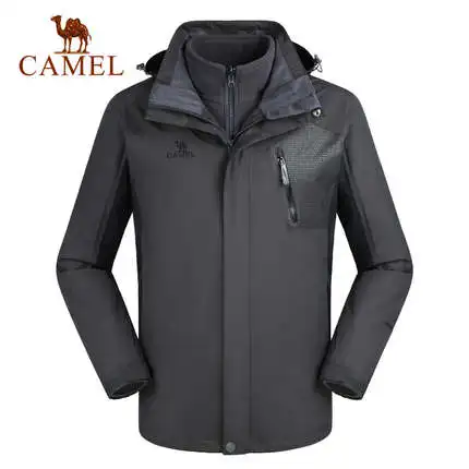CAMEL мужские куртки 3 в 1 на осень и зиму, водонепроницаемые, ветрозащитные, треккинговые, походные, походные, мужские пальто - Цвет: GREY