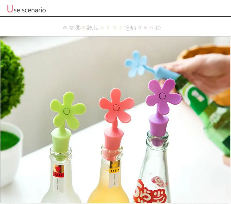 Creative Flower Design Bottle Stopper Colorful Silicone Wine Stopper Vacuum Sealed Champagne Drinks Bottle Caps Wine Pourer Stop