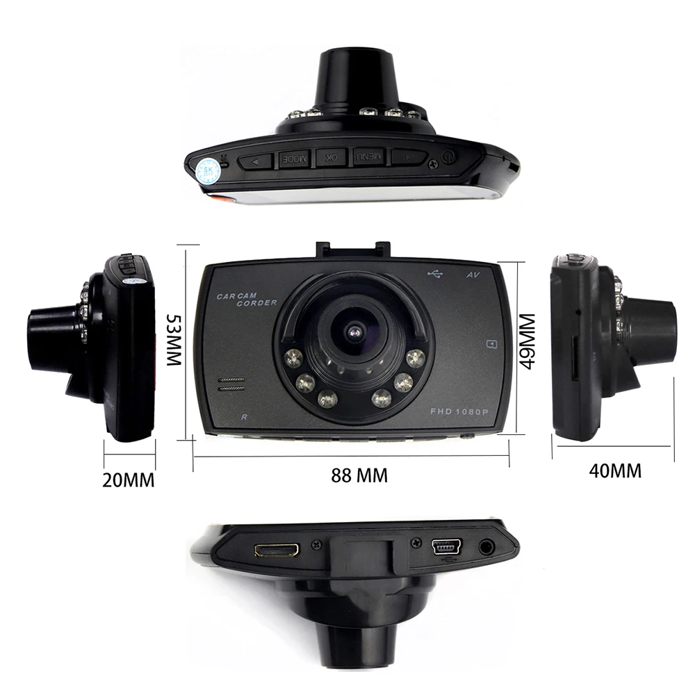 Автомобильный видеорегистратор камера G30 Full HD 1080 P двойной объектив 2 7 дюймов