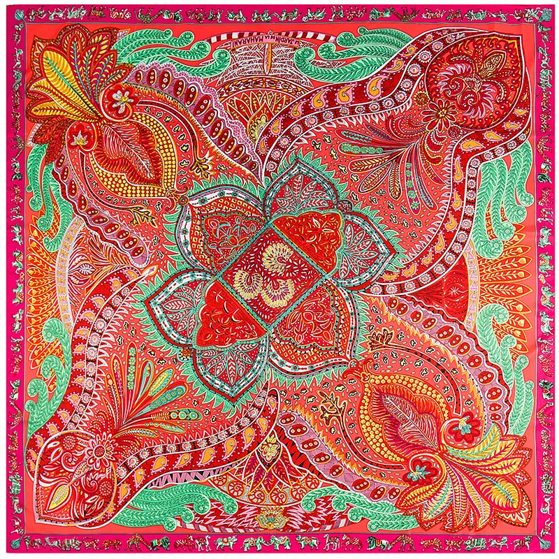 Fashion Twill Silk Women Scarf 130*130cm Warm Cashew Floral Print Square Scarves Wraps Luxury Brand Super Large Gift Shawls |
