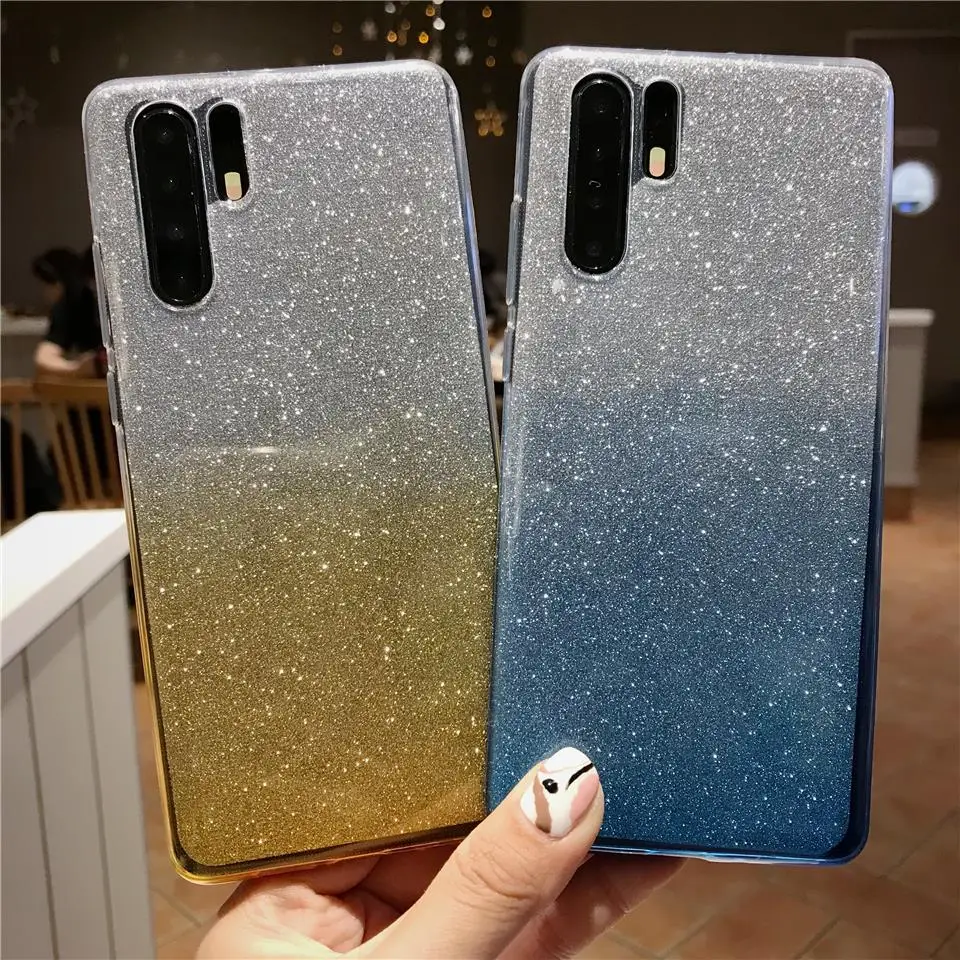Gradient Glitter Silicone Case For Huawei P30 Pro P20 Lite Mate 20 30 Y6 Y7 Y9 2018 2019 Honor 10i 8A 7A 8X 7X 10 9 8 TPU Cover |