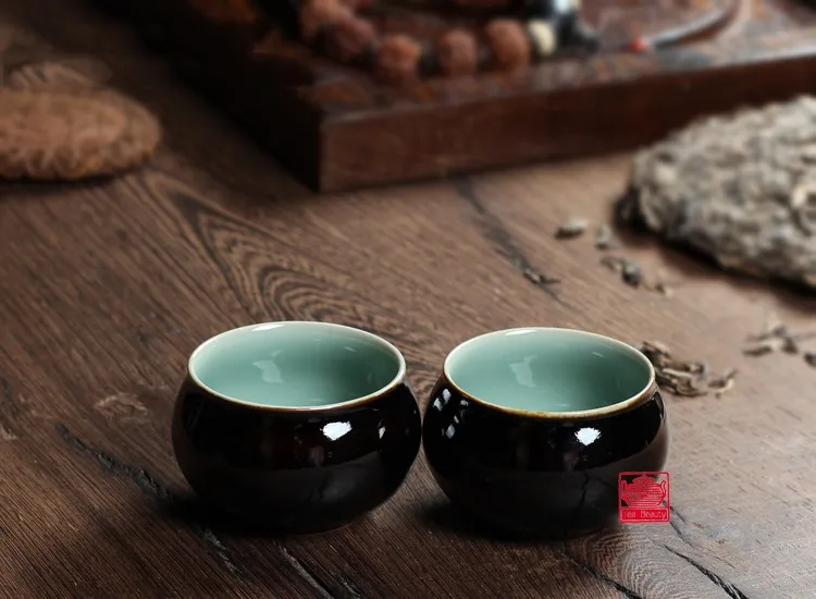 2 шт Китайский Longquan Celadon фарфоровая чайная чашка чайное блюдце чаша для чая чайник черная глазурь 85 мл китайский чайный горшок Celadon чайные чашки