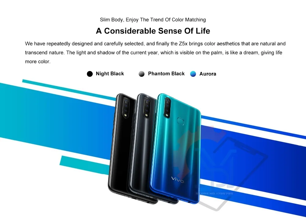 Мобильный телефон vivo Z5x, 6,53 дюймов, экран, 4 Гб ОЗУ, 64 Гб ПЗУ, Восьмиядерный процессор Snapdragon710, Android 9, 5000 мАч, смартфон с функцией распознавания лица