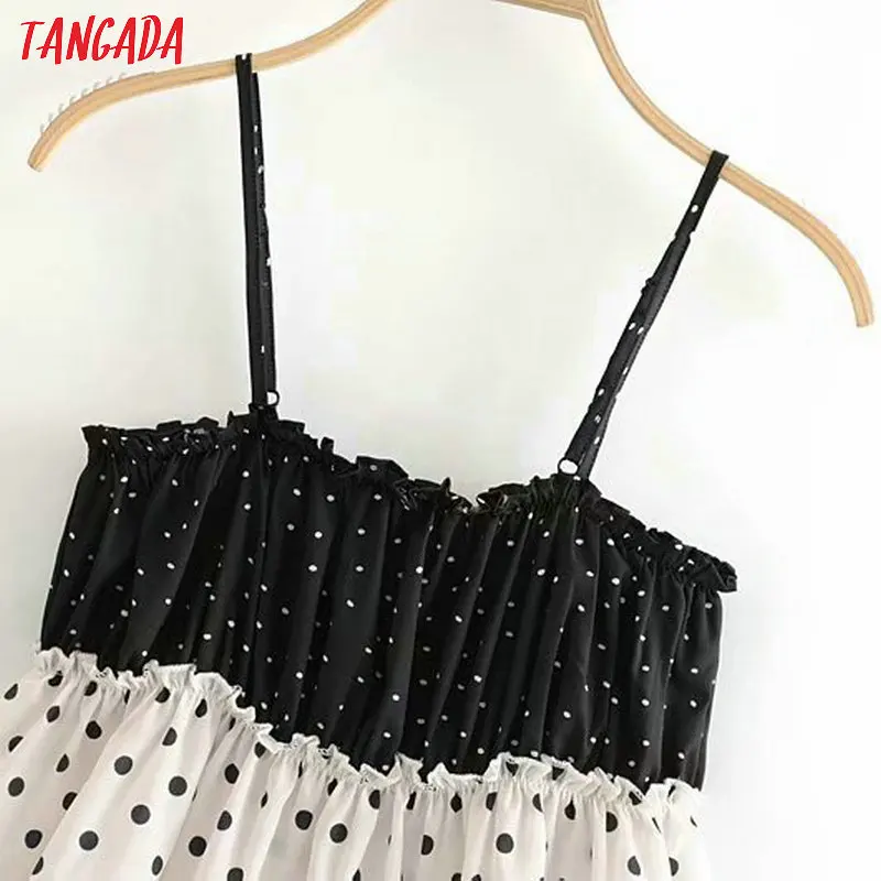 Tangada Женская Сексуальная Лоскутная майка Топ в горошек без рукавов с открытой спиной Женская шикарная strenky рубашка блузка 3A10