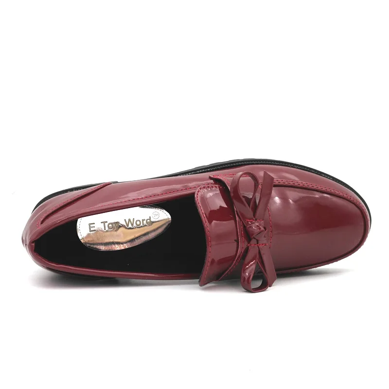 Женские туфли оксфорды с бантом E TOY весенние из лакированной кожи на плоской