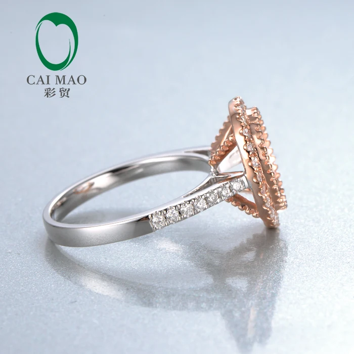 Кольцо 18 карат из розового и белого золота с овальной огранкой 7x9 мм | Украшения