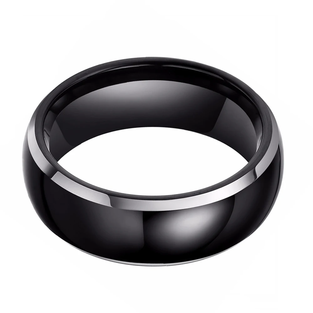 Мужское обручальное кольцо Tigrade черное из чистого карбида вольфрама для мужчин