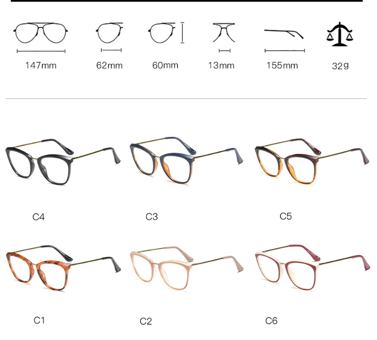 Cat Eye Glasses Frames Men Women Optical Fashion Computer Glasses 45749