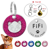 personalized name cat id tag engraved cats id tags customized paw print tags cats kitten dog accessories free bell