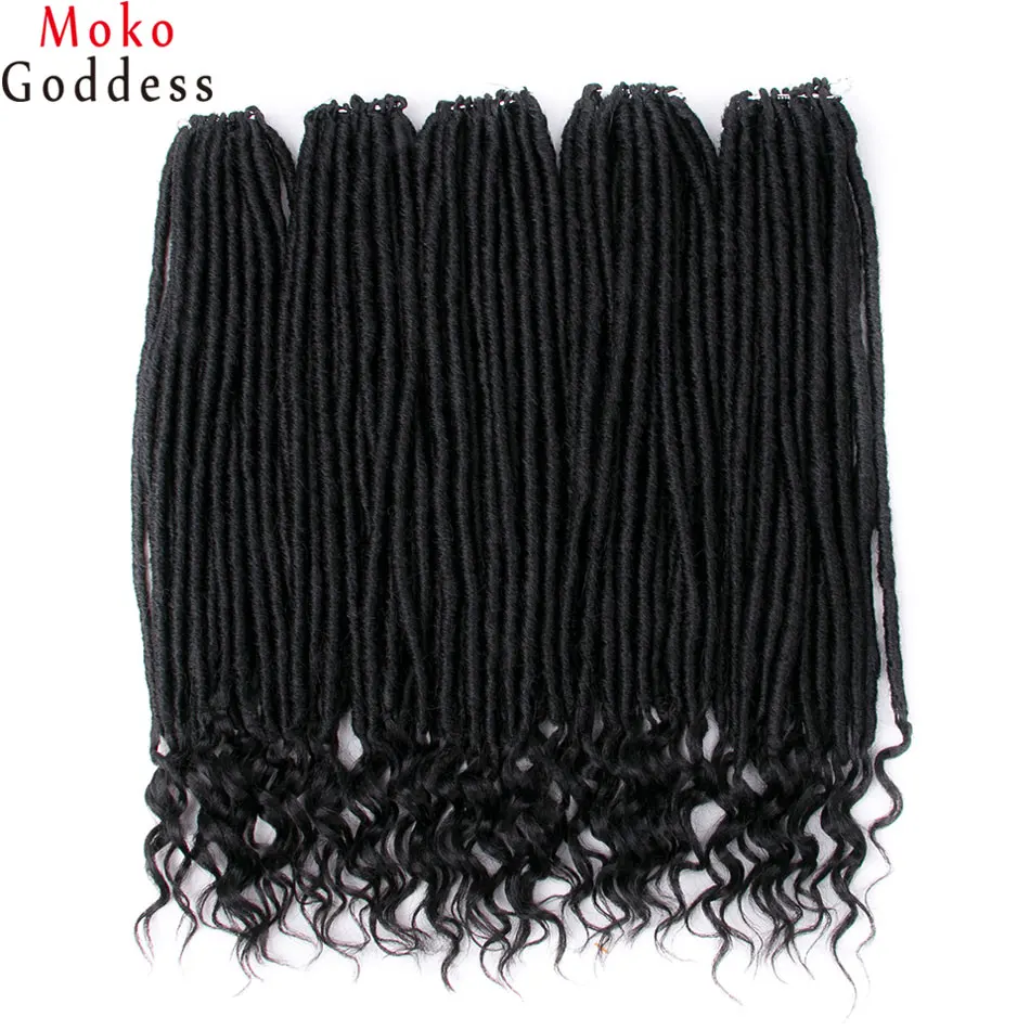 # 1B Mokogoddess 14 18 дюймов Омбре искусственные локоны в стиле Crochet Волосы Кудрявые синтетические косички плетеные волосы для плетения наращивания - Цвет: # 1B