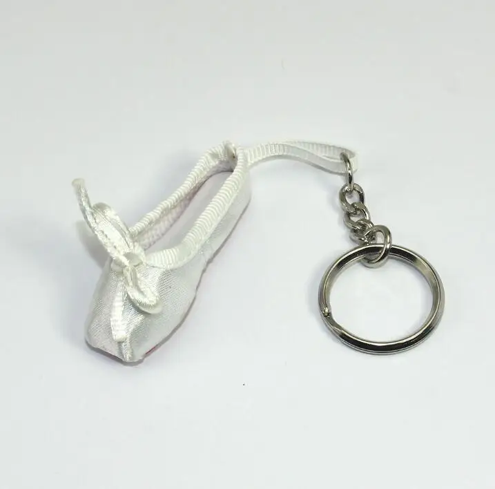 5.8cm white Балерина; балетная обувь; брелок для балета; Подарочная атласная обувь; брелок для ключей; Розовая танцевальная обувь; балетная сумка; Очаровательная цепочка - Цвет: 5.8cm white