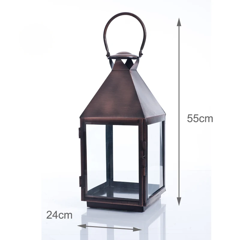 Bronze color Подсвечник Европейский Стиль Железный стеклянный подсвечник Фонарь марокканский стиль фонарь в форме свечи стекло черный/белый/бронзовый цвет - Цвет: Bronze color