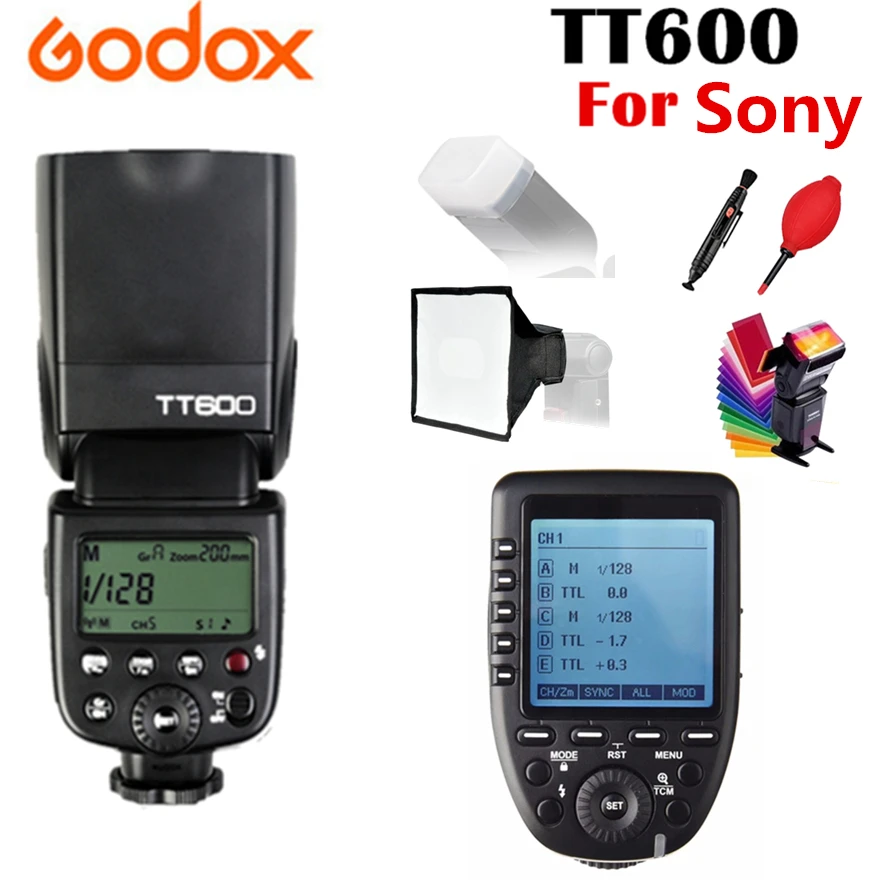 2X Godox TT600S вспышка 2,4G Беспроводная X-system GN60 ttl HSS Вспышка Speedlite+ Xpro-S передатчик триггер для камеры sony