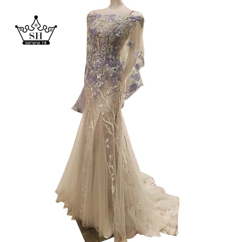 2019 Роскошные вышивка кристаллами Русалка Длинные вечерние платья серый нижней