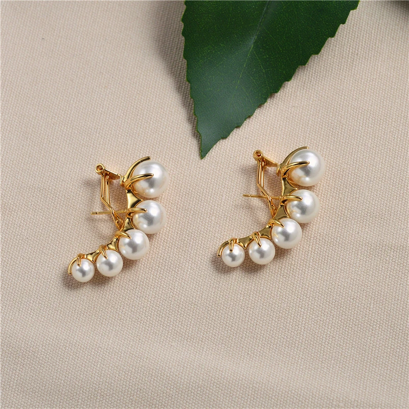 earrings Европейские и американские модные нишевые бренды постепенно меняют жемчужные серьги для ушей Женские винтажные серьги - Окраска металла: earrings