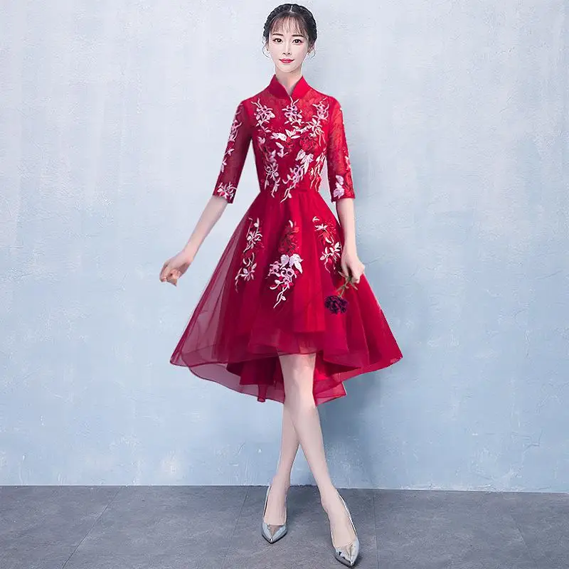 Китайское женское улучшенное традиционное платье Ципао ручной работы на пуговицах, классическое свадебное платье подружки невесты, повседневное винтажное платье Vestidos - Цвет: Style F