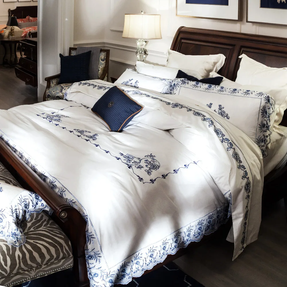 Комплект постельного белья из длинного степлера и хлопка с вышивкой во