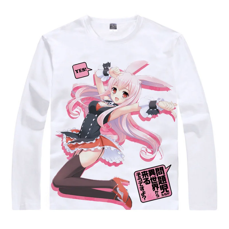 A Dark Rabbit Has Seven Lives T-Shirts Men Hip Hop Long Sleeve Anime Shirt Kurousagi Kuro Usagi Cosplay Motivs Women | Мужская одежда