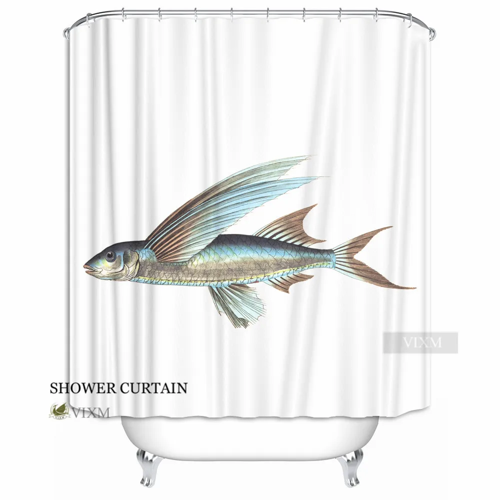 

Vixm Home Fish of the Sea Fabric Shower Curtain Lively Swimming Fish Bath Curtains for Bathroom
