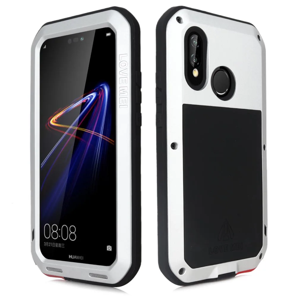 Популярный металлический водонепроницаемый чехол для телефона huawei nova 3e с закаленным стеклом, защитная крышка для телефона - Цвет: Белый