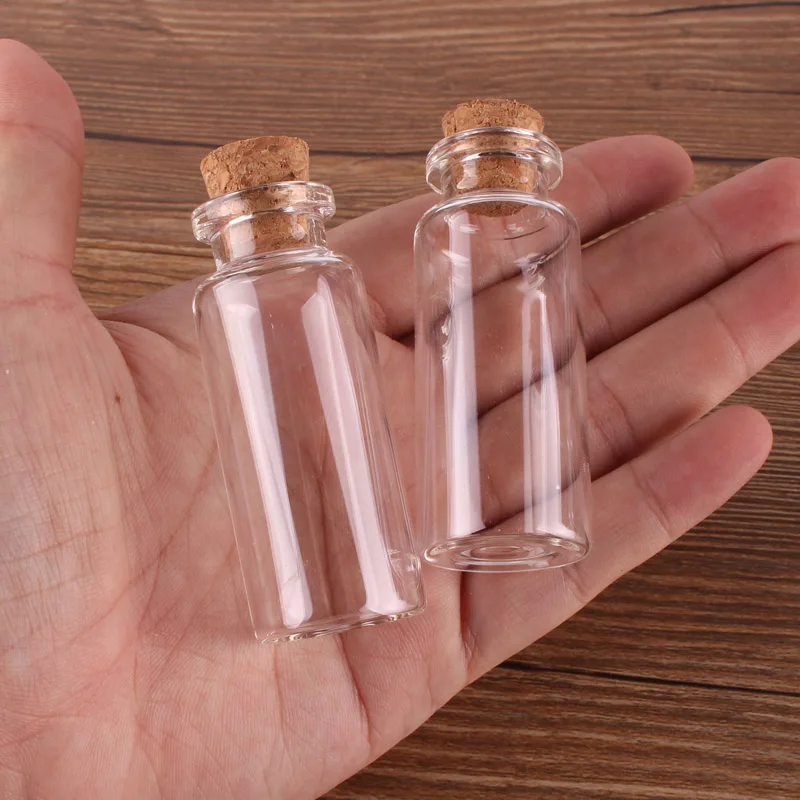

Dia 24mm 12ml 15ml Transparent Glass Bottles Jars Vials Terrarium with Cork Stopper Glass Container 100pcs