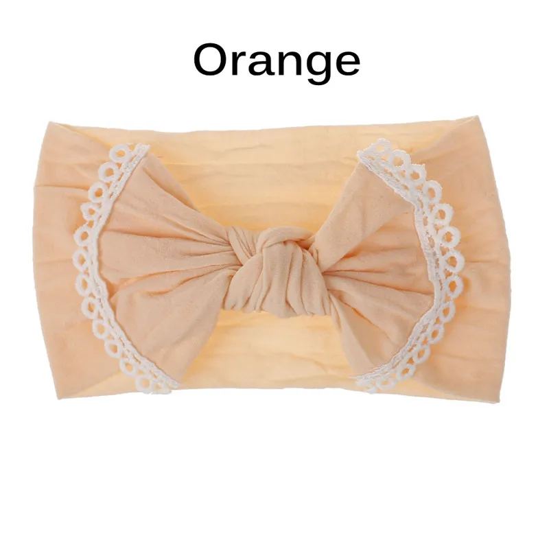 orange Модные Ободки для девочек с бабочками с отделанным узлом, бант для волос нейлоновая повязка для волос/бант/ободок с помпонами детская головная повязка с узлом на макушке помпон - Цвет: orange