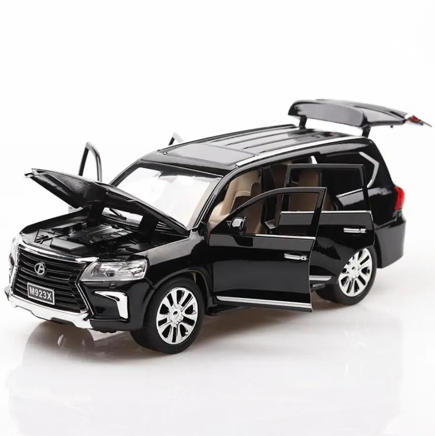 

Лидер продаж, литые автомобили в масштабе 1:24 с колесами, toyota, lexus suv lx570, металлическая модель с светильник кой и звуком, коллекционные игрушки...