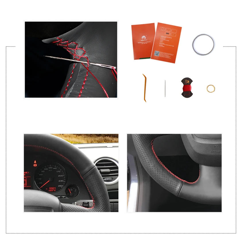 MEWANT черный чехол на руль из натуральной кожи для Audi A3(8 P) Sportback A4(B7) Avant A6(C6) S4 Seat Exeo 2009-2012