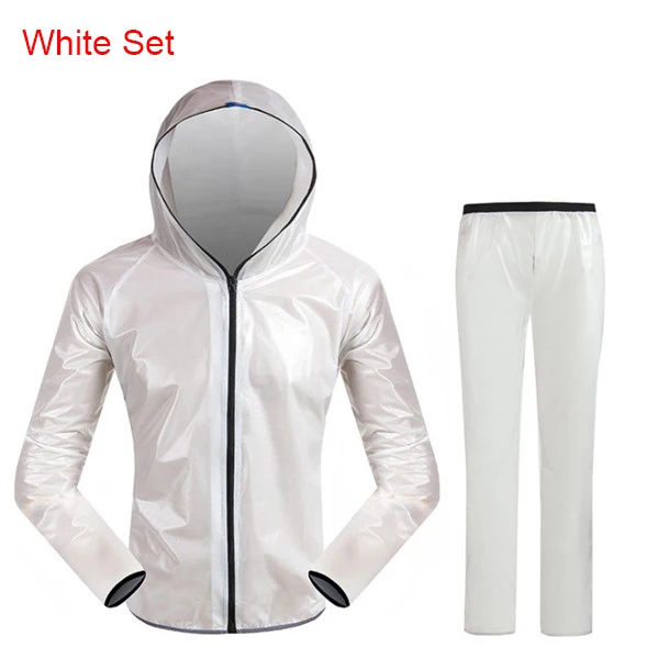 white set Летние Для мужчин Для женщин езда на велосипеде плащ Водонепроницаемый Vélo штаны дорожный велосипед ветрозащитный дождевик Костюмы комплект S520 - Цвет: white set