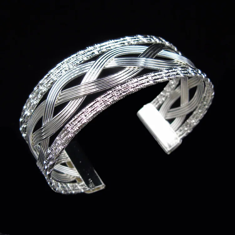 Silver plated exquisite luxury gorgeous fashion open bangle bracelet hollow retro charm jewelry preferred birthday gift | Украшения и