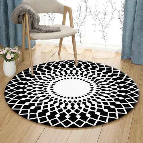 Черно-белый цветной напольный коврик ковер с принтом пианино круглые ковры для