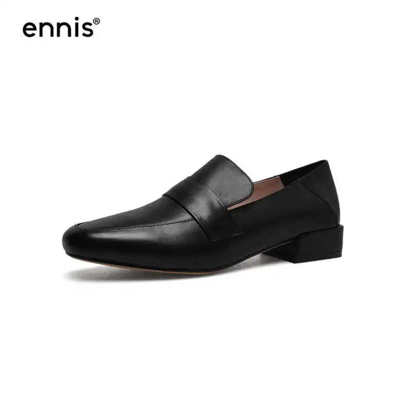 Black Leather ENNIS/ г.; замшевые мокасины для женщин; модная обувь из натуральной кожи на плоской подошве; Новейшая весенняя обувь без задника; повседневная обувь для мам; C852 - Цвет: Black Leather