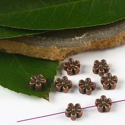 

100pcs dull copper-tone 2sided plum flower spacer beads h2367