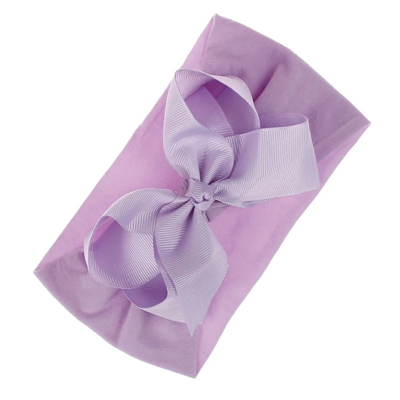 style2 light purple Мягкая нейлоновая повязка на голову для малышей, тюрбан для новорожденных девочек и мальчиков, банты, аксессуары головные повязки резинка с бантом, повязка на голову для девочек - Цвет: style2 light purple