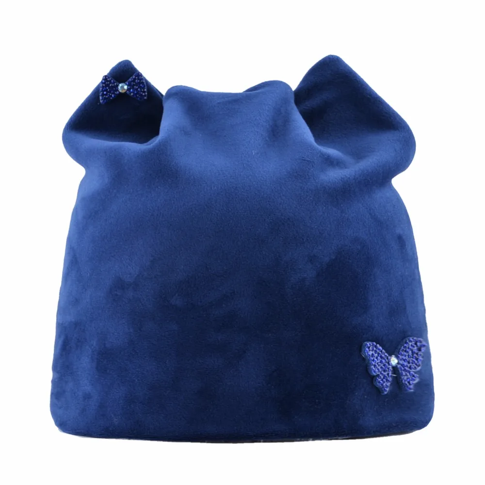 Winter hats for women beanies Cute bow ornament Cat bone girls Lovely beanie Ladies Russia gorros Flannel Soft Autumn Caps woman