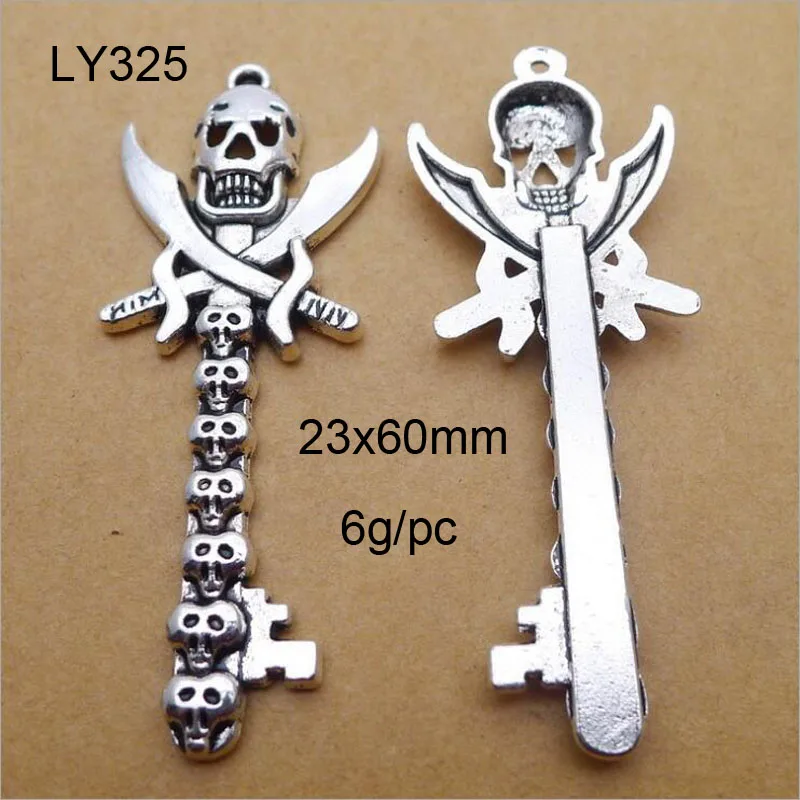 Винтажные серебряные шармы-брелоки из металлического сплава 25 шт./лот 23*60 мм