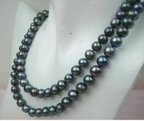 

Hot selling free shipping*******AA+ 8-9MM TAHITIAN BLACK PEARL NECKLACE 36 Inch