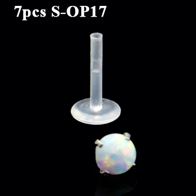 BOG-7PCS AB& Clear& Opal Zircon biopast PTFE губная серьга бар кольцо Монро Серьги для губ Cartiliage пирсинг для козелка ушной раковины кольцо для пирсинга - Окраска металла: 7PCS Silver OP17
