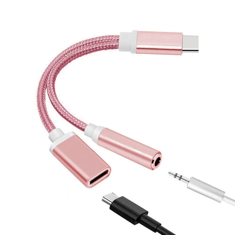 Кабель для xiaomi USB адаптер 2 в 1 от Type C до 3 5 мм кабель переходник быстрой зарядки