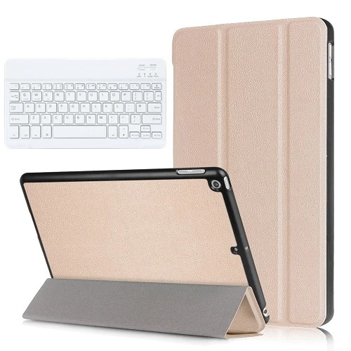 Golden Kemile для нового iPad 9,7 дюймов Чехол Ультра тонкий умный чехол Trifold стенд с функцией автоматического сна/пробуждения с " Белая клавиатура - Цвет: Golden