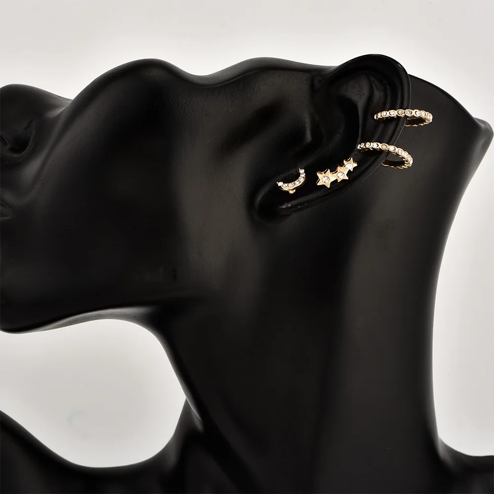 4 шт./компл. серьги-гвоздики золотого цвета с кристаллами и инкрустацией в виде